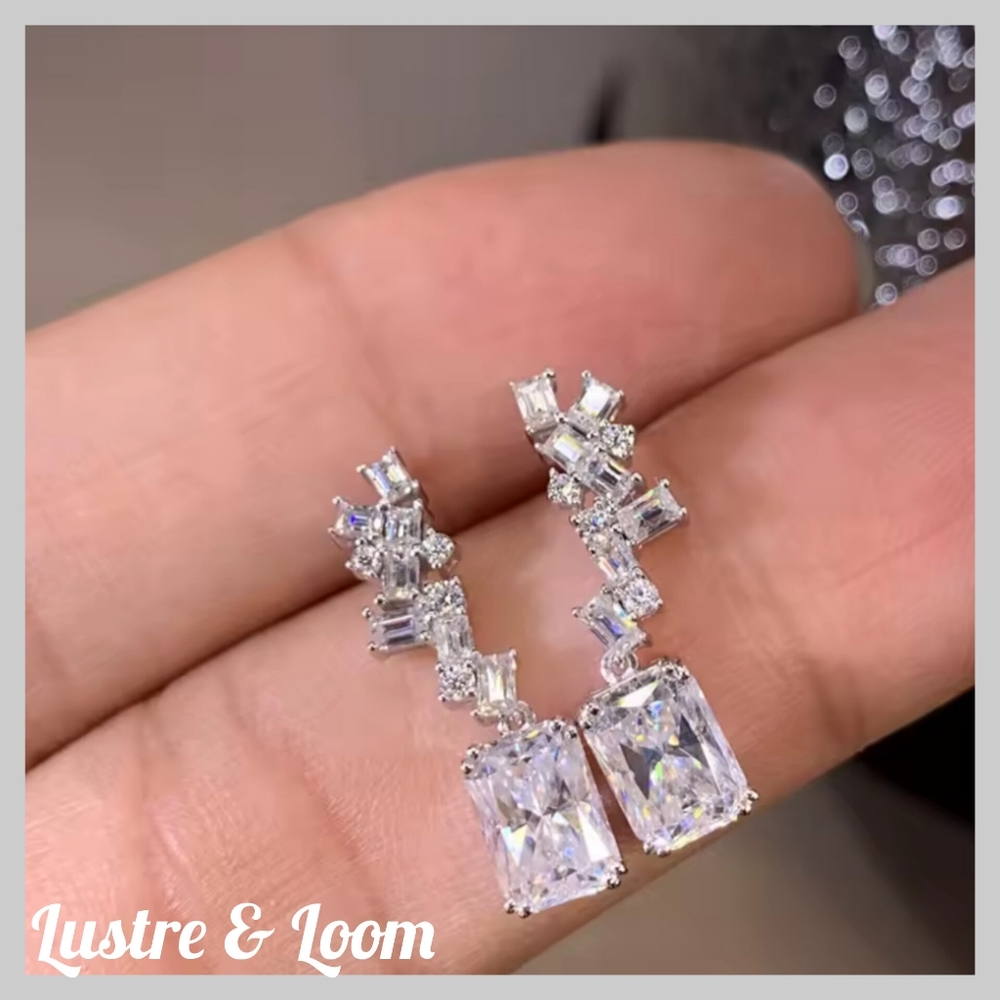 Silver Crystal Earrings - Picture 3 of 3